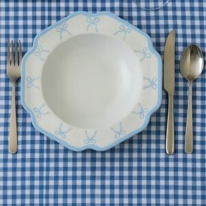 Shabby‎ Chic Melamine Set of 4 Blue Bows Coquette Scalloped Edge Dessert Bowls